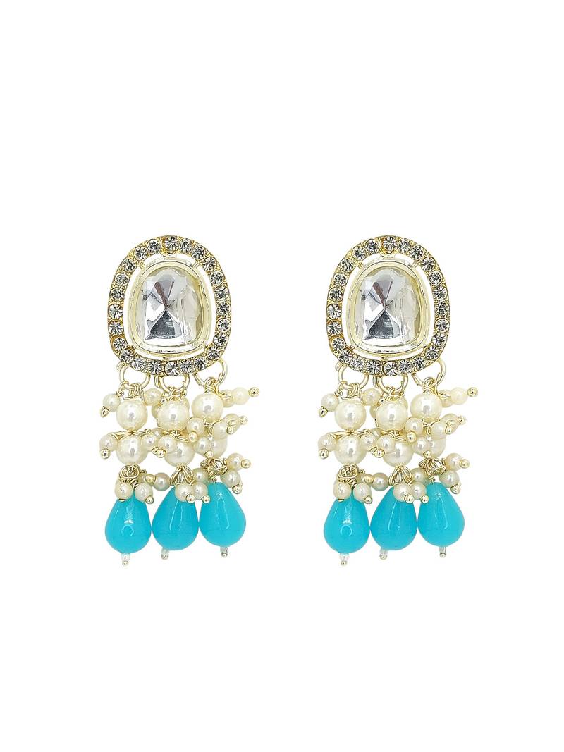 Gold plated kundan turquoise choker set