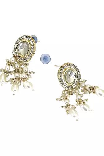 Gold plated kundan white choker set