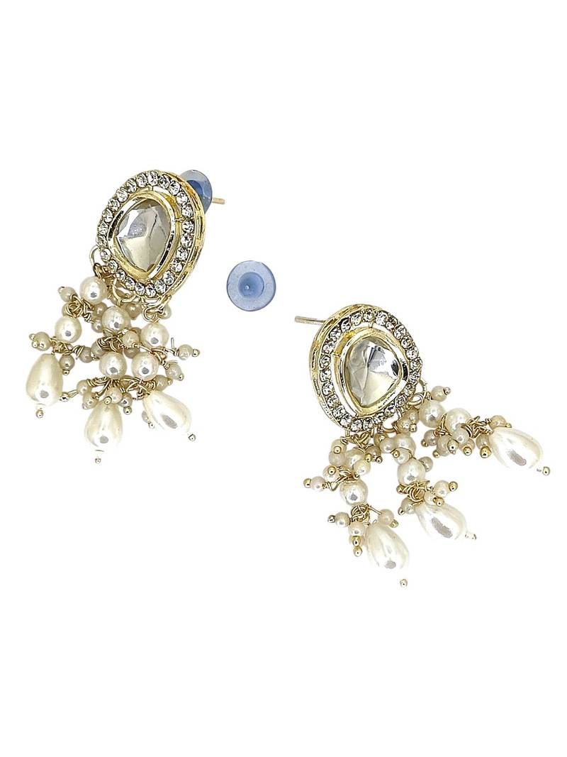 Gold plated kundan white choker set