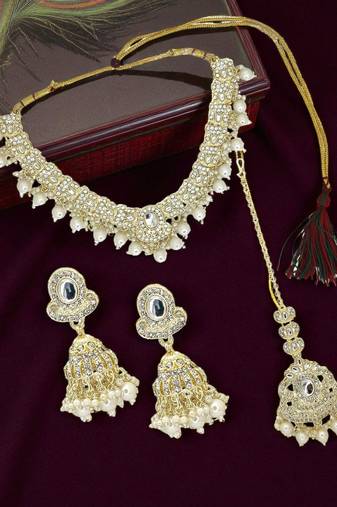 Gold plated cubic zircon necklace set