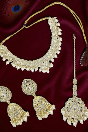 Gold plated cubic zircon elegant necklace set