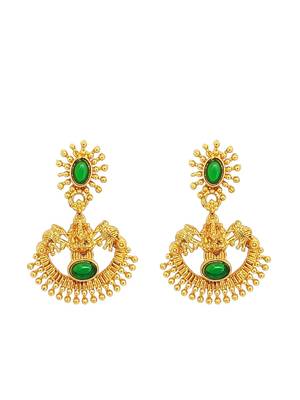 Gold plated green laxmi temple necklace set 4