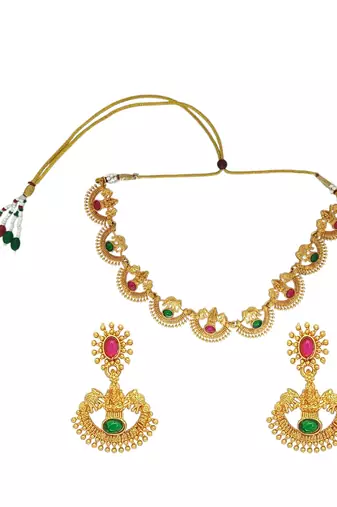 Gold plated multi temple necklace set