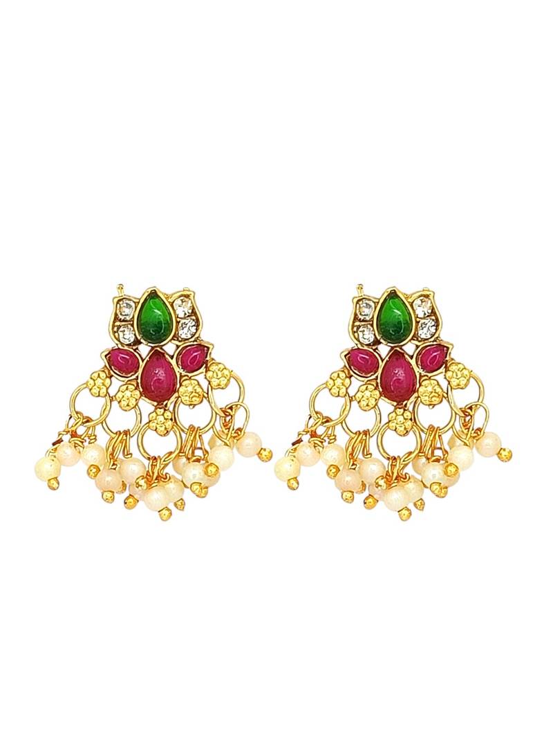 Gold plated lotus motif cz necklace set