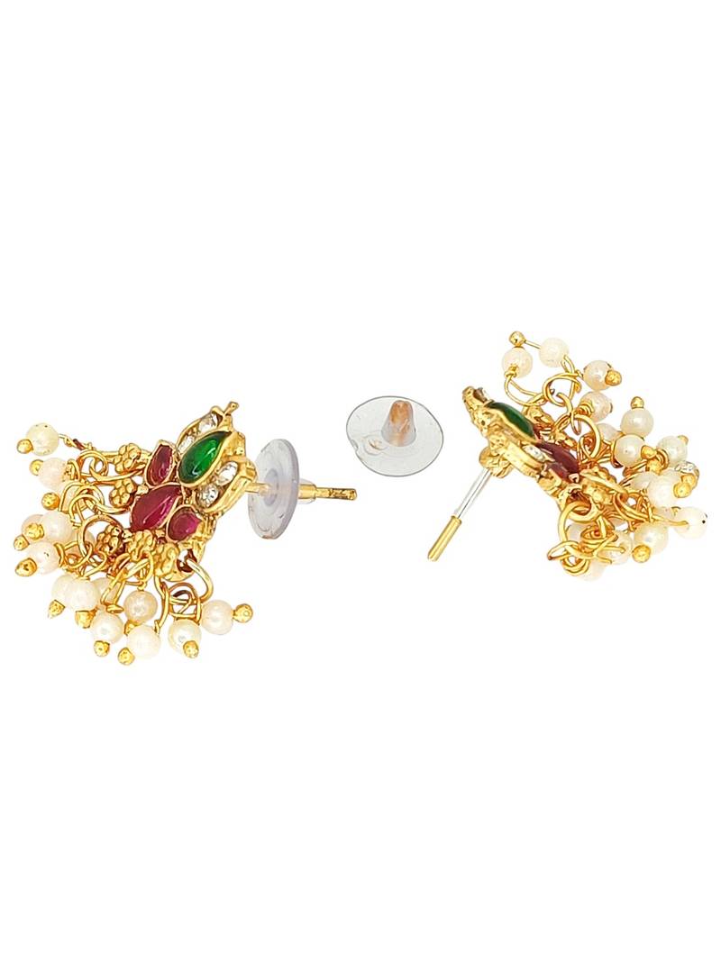 Gold plated lotus motif cz necklace set