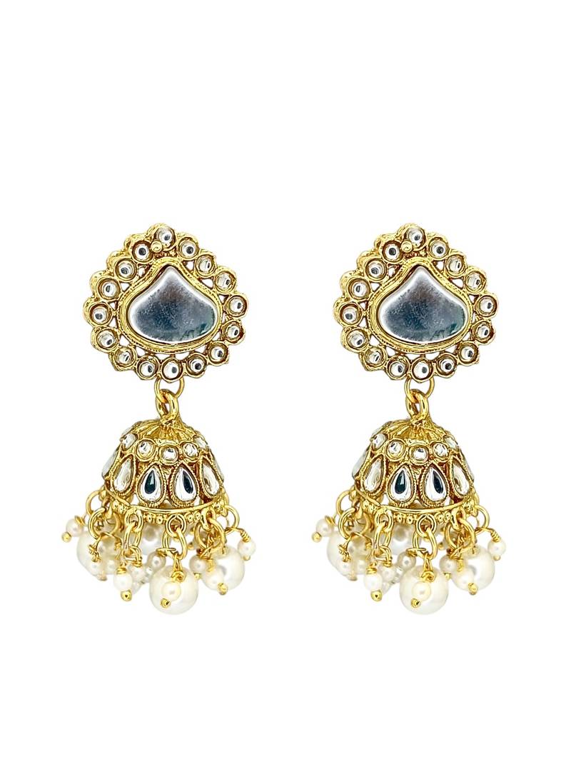 Gold plated garvi kundan necklace set