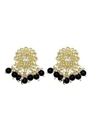 Gold plated black kundan necklace set 4