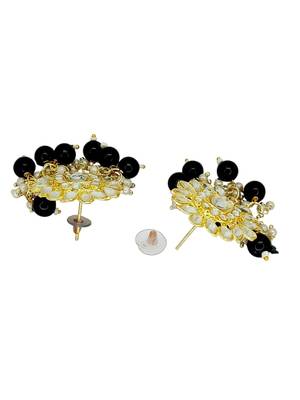 Gold plated black kundan necklace set 5