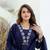 Navy Blue Cotton Embroidered Kurta Set with Mul Cotton Dupatta