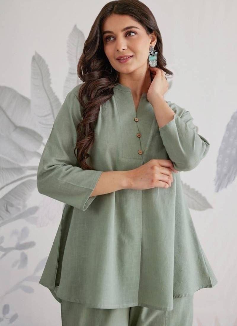 Sage green cotton slub co-ord set
