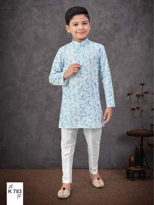 Blue rayon embroidered kurta pajama 1