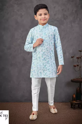 Blue rayon embroidered kurta pajama