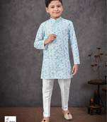 Blue rayon embroidered kurta pajama