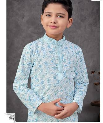 Blue rayon embroidered kurta pajama 2