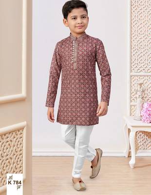 Red rayon embroidered kurta pajama 1
