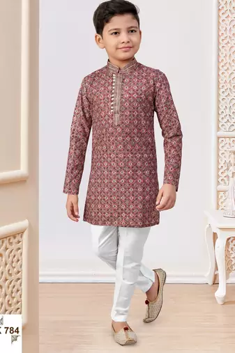 Red rayon embroidered kurta pajama