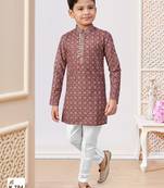 Red rayon embroidered kurta pajama