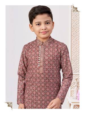 Red rayon embroidered kurta pajama 2