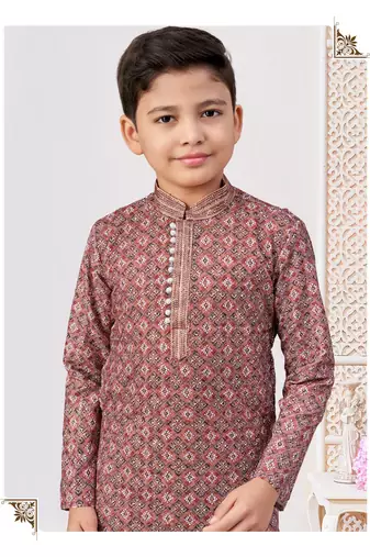 Red rayon embroidered kurta pajama