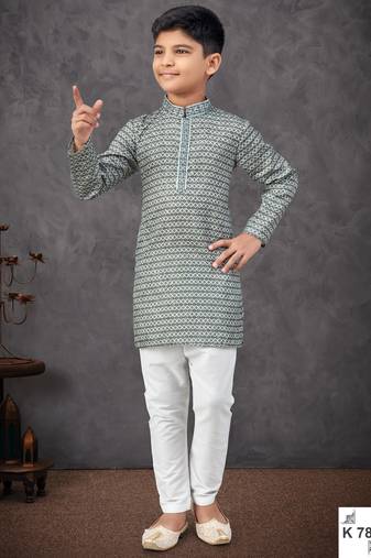 Green rayon embroidered kurta pajama