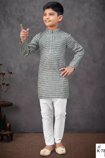 Green rayon embroidered kurta pajama