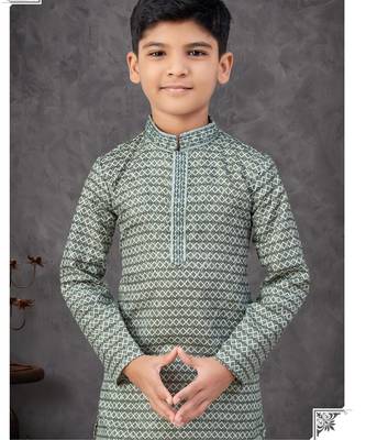 Green rayon embroidered kurta pajama 2
