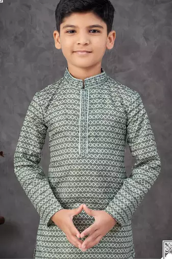 Green rayon embroidered kurta pajama