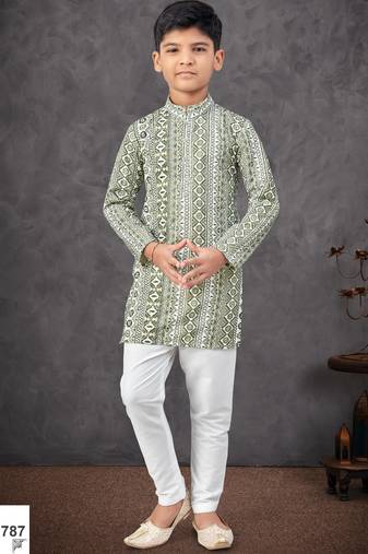 Green rayon embroidered kurta pajama