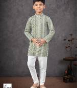 Green rayon embroidered kurta pajama