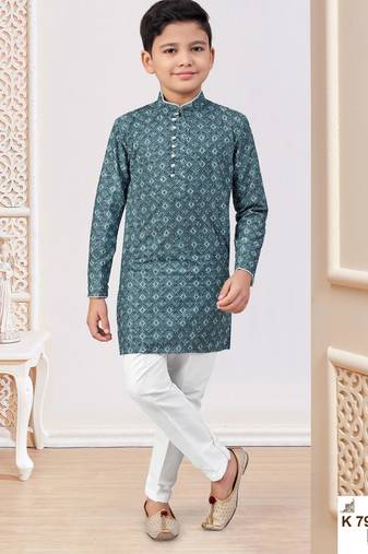 Green rayon embroidered kurta pajama