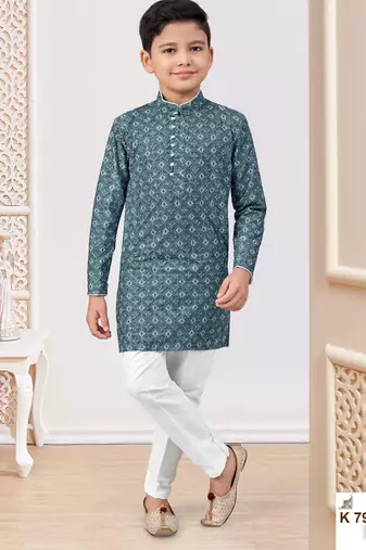 Green rayon embroidered kurta pajama