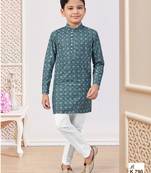 Green rayon embroidered kurta pajama