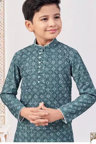 Green rayon embroidered kurta pajama