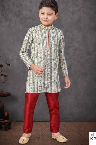 Green rayon embroidered kurta pajama