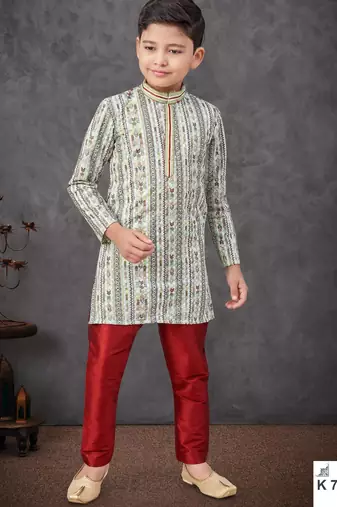 Green rayon embroidered kurta pajama