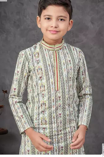 Green rayon embroidered kurta pajama