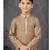 Beige faux jacquard embroidered kurta pajama