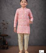 Pink rayon embroidered kurta pajama