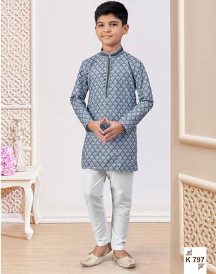 Grey rayon embroidered kurta pajama 1