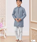 Grey rayon embroidered kurta pajama