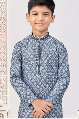 Grey rayon embroidered kurta pajama
