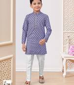 Purple rayon embroidered kurta pajama