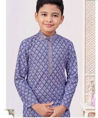 Purple rayon embroidered kurta pajama 2