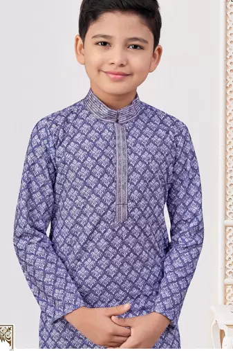 Purple rayon embroidered kurta pajama