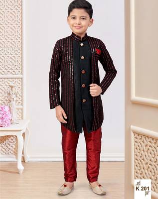 Black banarasi silk embroidered indowestern 1