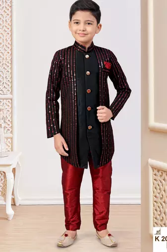 Black banarasi silk embroidered indowestern