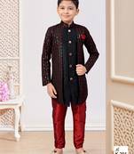 Black banarasi silk embroidered indowestern