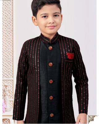 Black banarasi silk embroidered indowestern 2