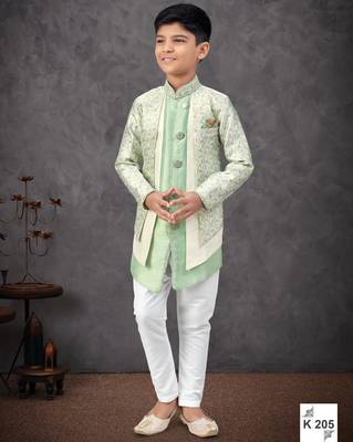 Green kasak zari jackard & banarasi silk embroidered indowestern 1