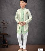 Green kasak zari jackard & banarasi silk embroidered indowestern